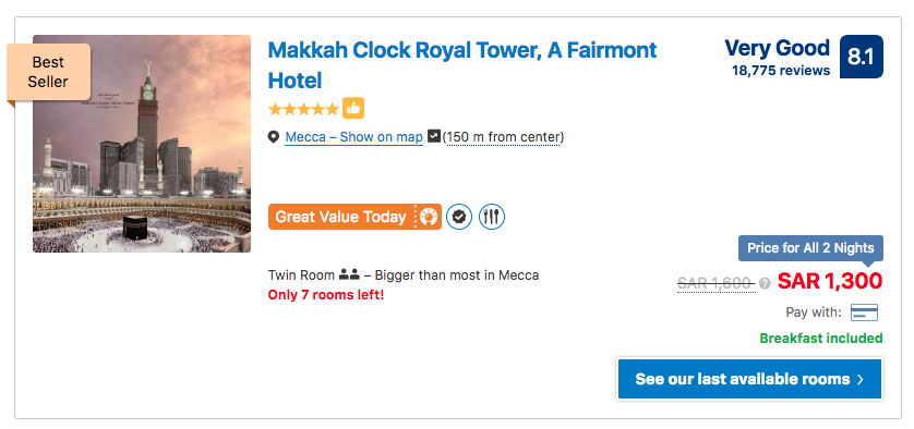 Booking scarcity